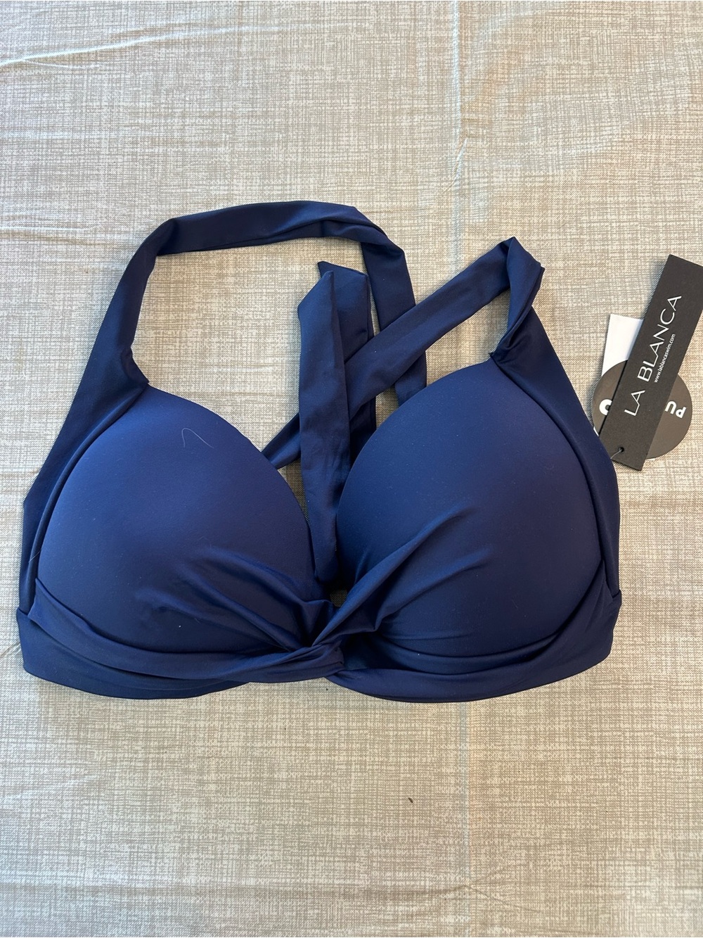 La Blanca Navy Blue Wrap Bikini Top Size 16 NWT